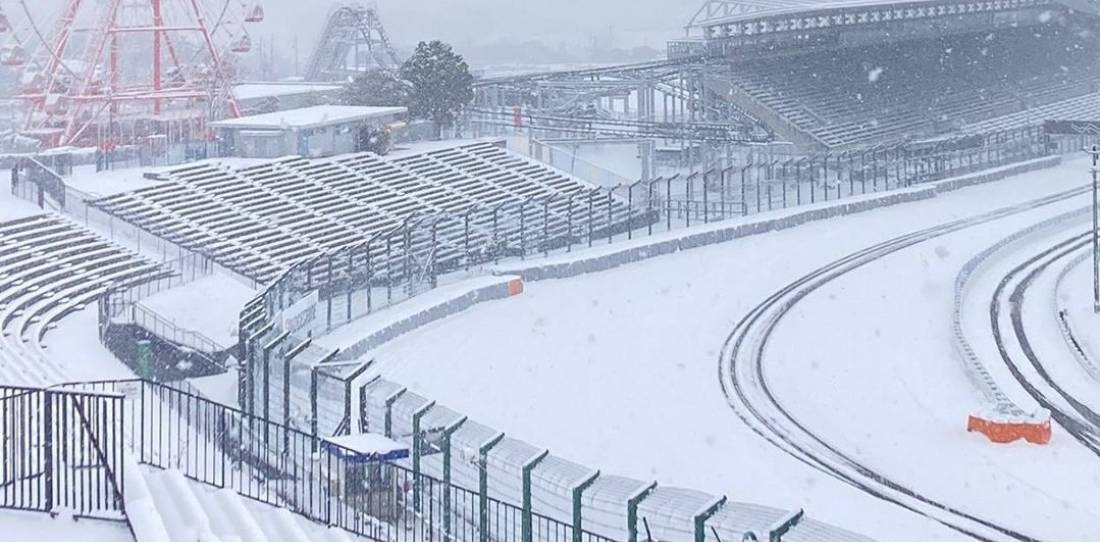 ¡Impactante! El circuito de Suzuka fue víctima de fuertes nevadas