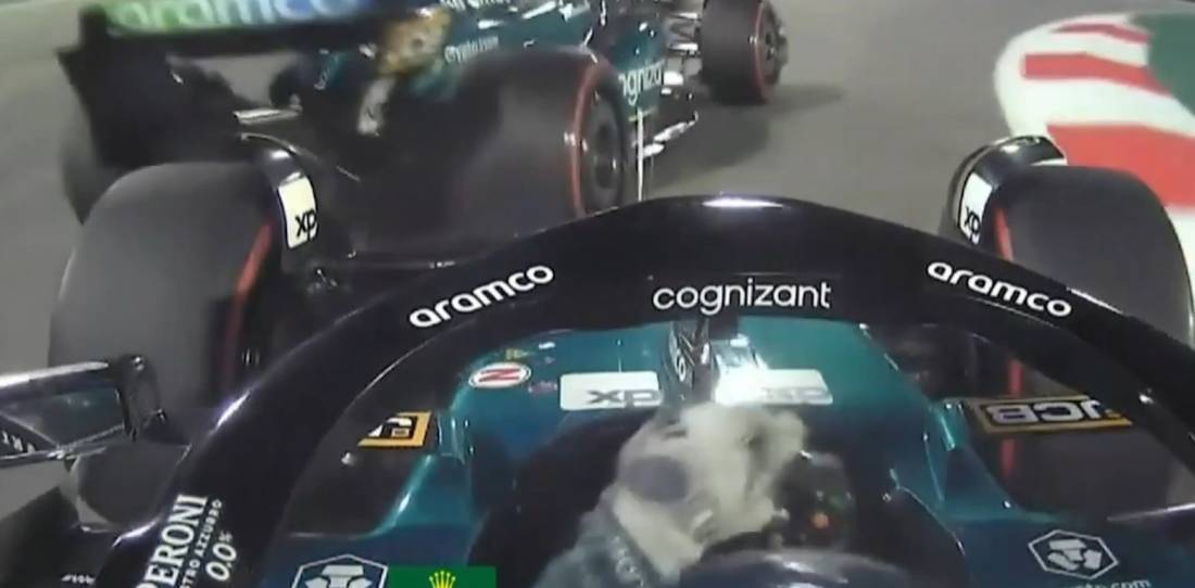 F1: ¡Insólito! el toque de Stroll a Alonso en el inicio del Gran Premio de Bahréin