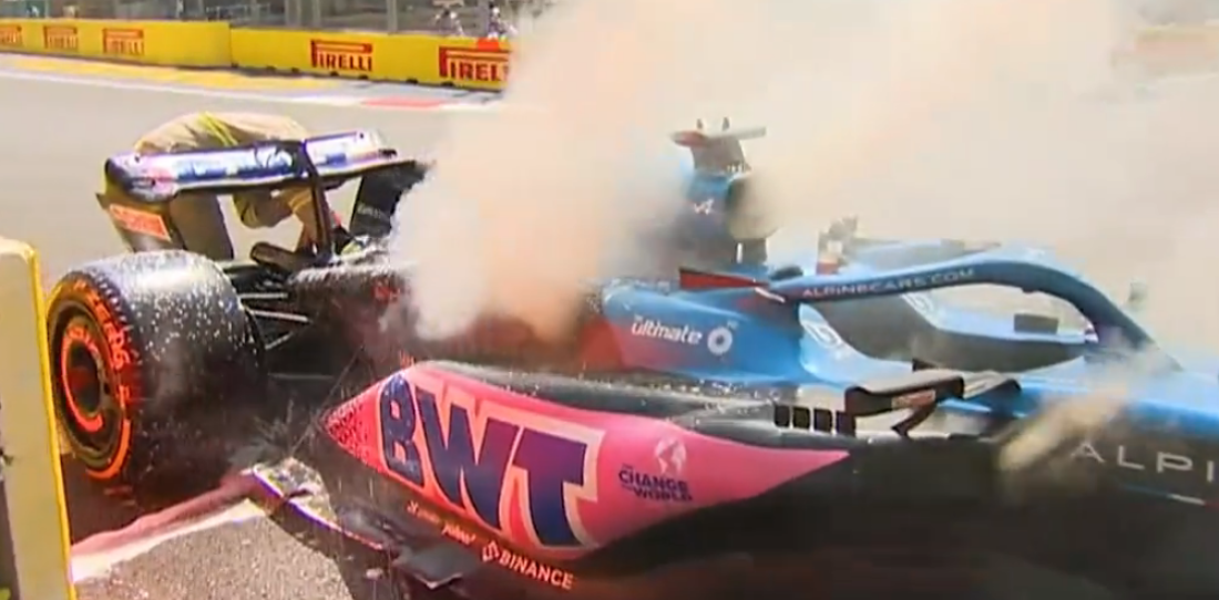 F1: así fue el incendio en el auto de Pierre Gasly