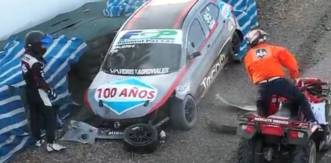 TN Clase 2: duro accidente contra los neumáticos en Comodoro Rivadavia