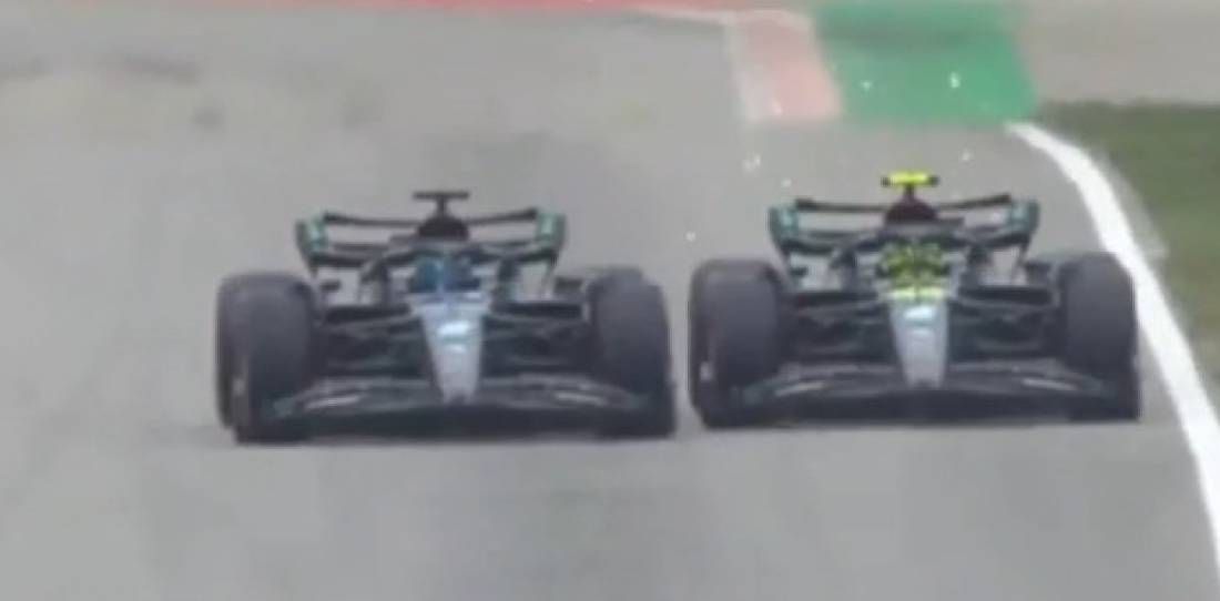 F1: ¡De no creer! Se tocaron los dos Mercedes en plena clasificación