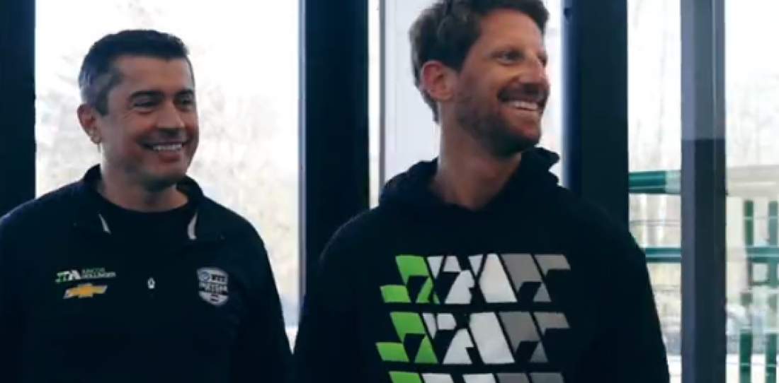 IndyCar: Romain Grosjean y su primera visita al taller del Juncos Hollinger Racing