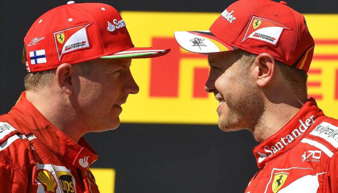 Sebastian Vettel le tiró flores a Kimi Raikkonen