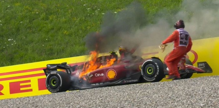 VIDEO: dramáticas imágenes del incendio de la Ferrari de Sainz