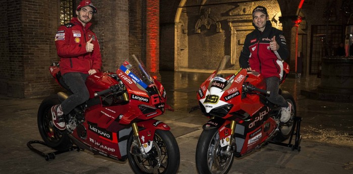 Ducati festejó con "Pecco" Bagnaia y Alvaro Bautista en Bologna