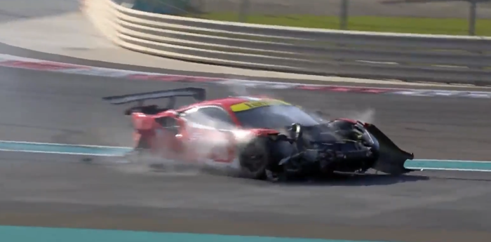 VIDEO: destruyó su Ferrari en un accidente durante las 4 Horas de Abu Dhabi