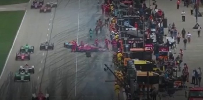 IndyCar: ¡Canapino zafó de milagro! aparatoso accidente durante una parada de boxes