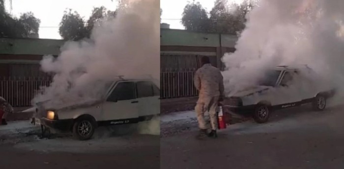 Incendio: llevaba a su hija al colegio y el auto se prendió fuego