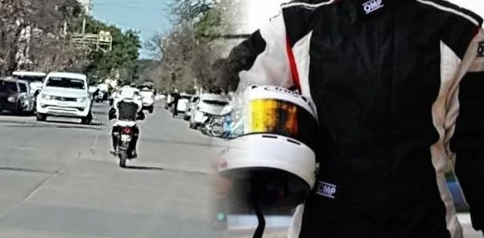 Insólito: robaron un casco y buzo de competición, se lo pusieron para andar en moto