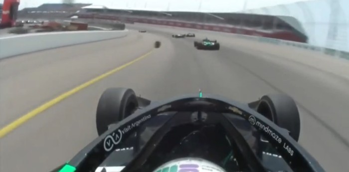IndyCar: ¡Una locura! Canapino esquivó con lo justo el neumático suelto de su rival