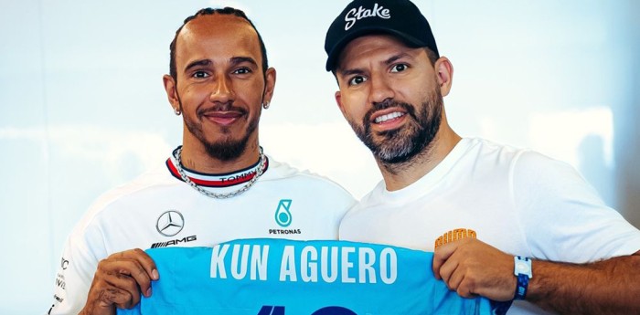 F1: Kun Aguero y Lewis Hamilton, juntos en el GP de Abu Dhabi