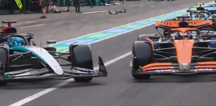 F1: Piastri y Russell estuvieron al borde de chocar en plena calle de boxes