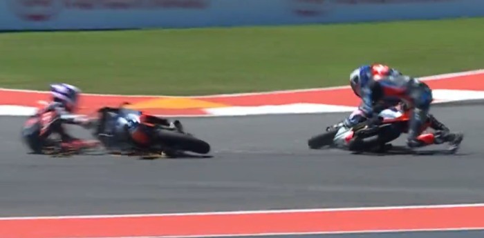 MotoGP: insólito accidente entre dos compañeros de equipo en Austin