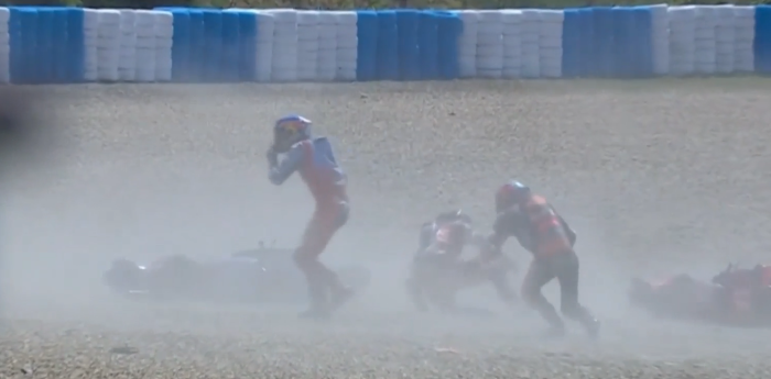 MotoGP: insólita triple caída durante el Sprint en Jerez