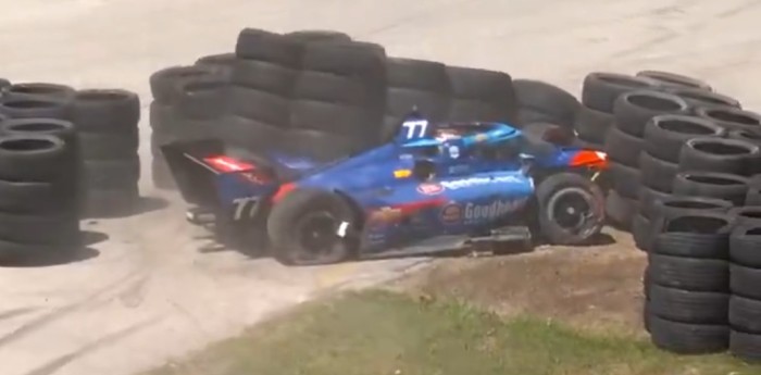 IndyCar: el golpe que provocó el abandono de uno de los autos del Juncos Hollinger Racing en Road America