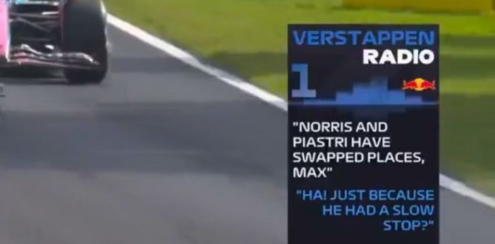 F1: la burla de Verstappen tras el cambio de posiciones de McLaren en Monza