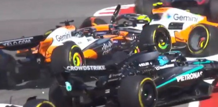 F1: ¡Inicio fatal! Así fue el choque que produjo el abandono de Piastri y Norris