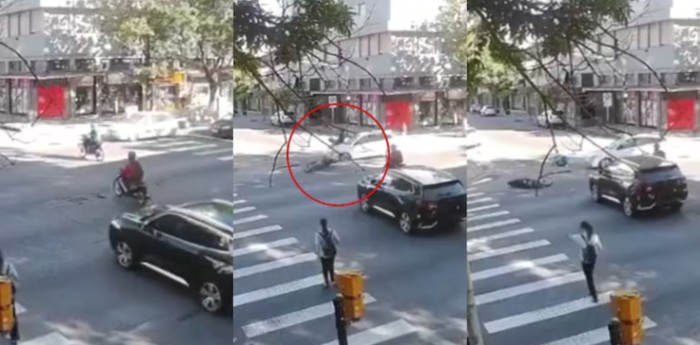 Un conductor venía mirando el celular y chocó contra un motociclista por cruzar el semáforo en rojo en Mar Del Plata