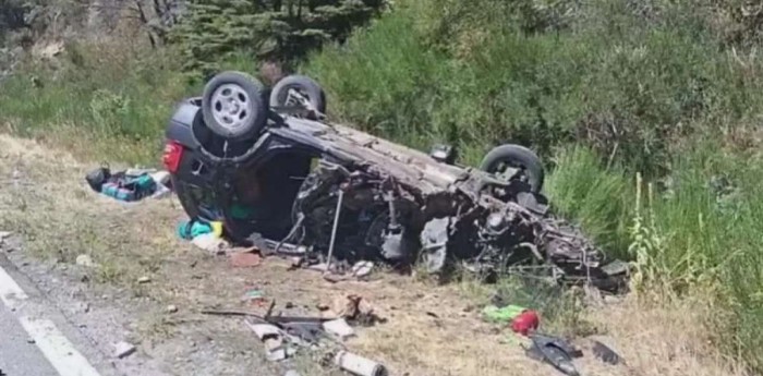 Fuerte accidente en la Ruta 40 entre una camioneta y un colectivo de larga distancia