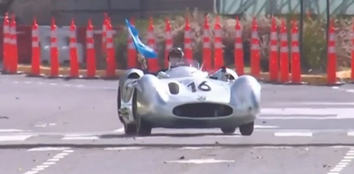 F1: con un casco similar al que usaba Juan Manuel Fangio y la bandera Argentina, así giró Franco Colapinto a bordo de la "Flecha de Plata"