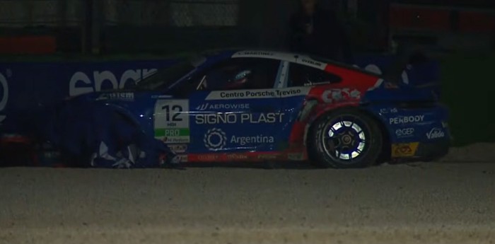 Porsche Carrera Cup Italia: Luciano Martínez debió abandonar por un accidente en el cierre de la carrera 1