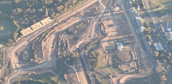 La foto aérea del "Gálvez" que muestra al detalle el nuevo dibujo y fue furor en redes sociales