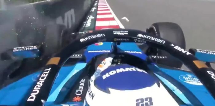 F1: el instante captado por la on board del incidente de Albon con una marmota en Canadá