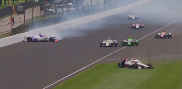 500 Millas de Indianápolis: Legge evitó un fuerte accidente y golpeó contra el muro para ser el primer abandono en la IndyCar