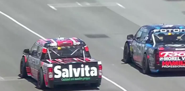 Así fue la largada entre Werner y Canapino en la primera serie del TC Pick Up en Balcarce