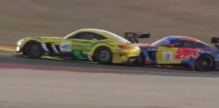 El toque que provocó la sanción al auto de Max Verstappen y lo obligó a remontar en la GT World Challenge Europe