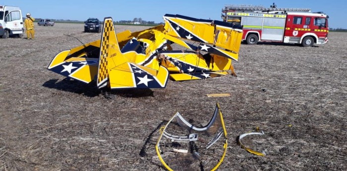 Así quedó el avión de Tati Angelini