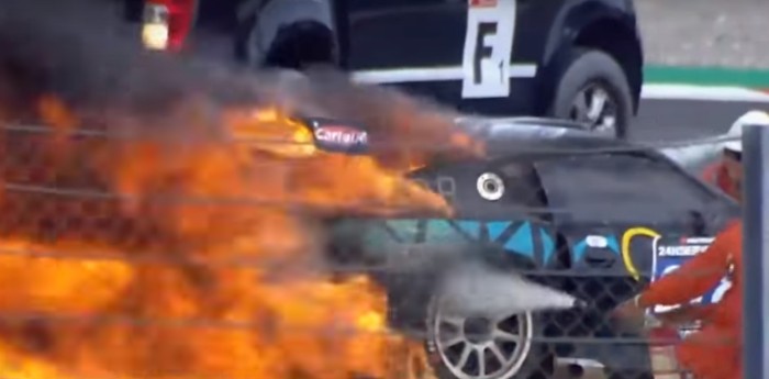 Impresionante incendio en las 24 Horas de GT Series