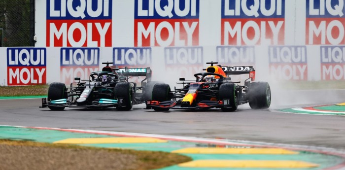 La ajustada largada entre Verstappen y Hamilton en Imola