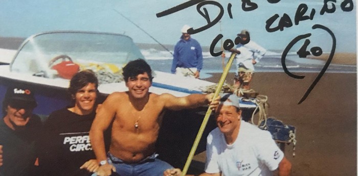 El día que Maradona volcó en una lancha con un piloto de TC