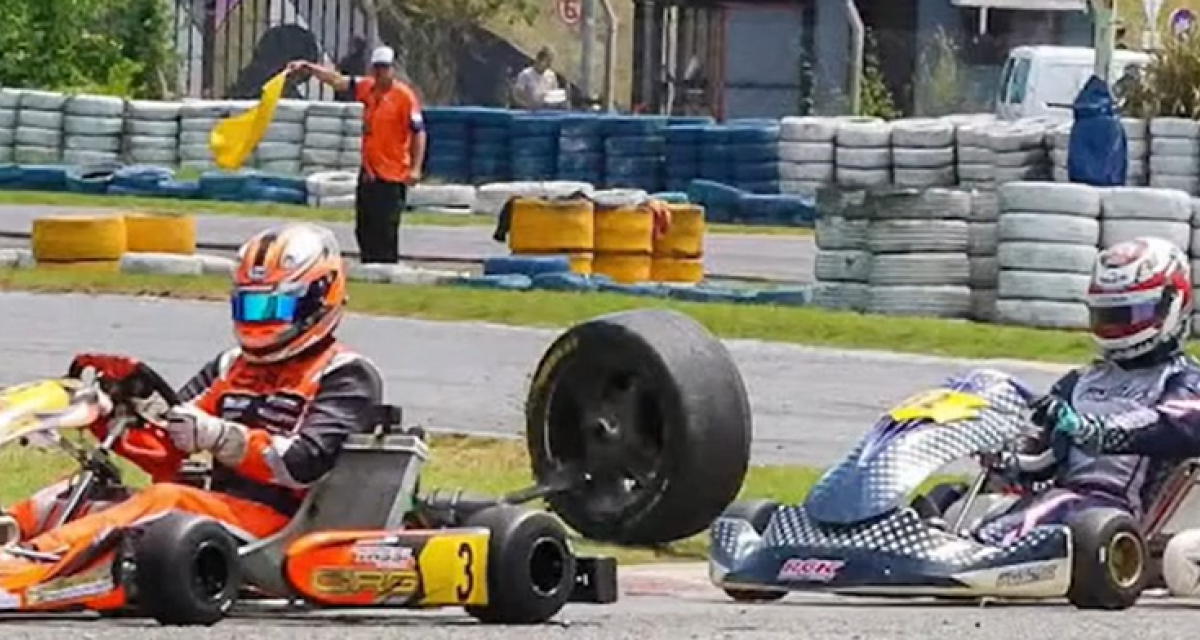 Secuelas del fortísimo accidente de Gastaldi: un neumático terminó en el kartódromo