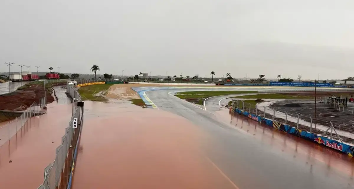 MotoGP: fuertes lluvias inundaron el circuito de Goiania en la previa del GP de Brasil