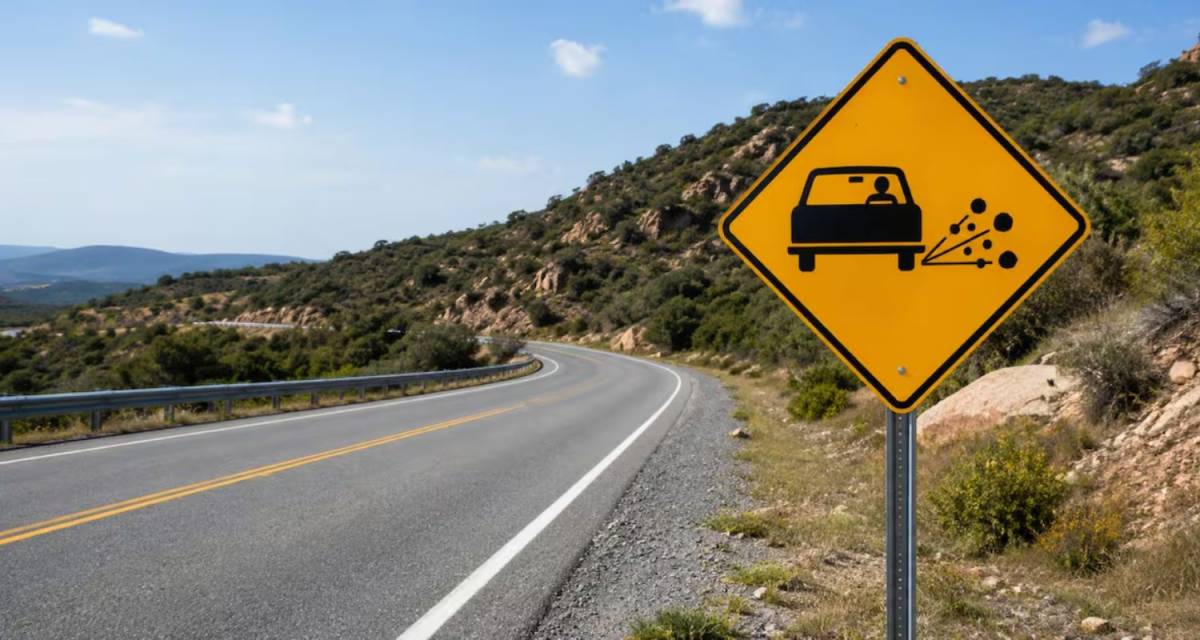 Cuál es el significado de la señal de tránsito amarilla con un auto negro en el medio