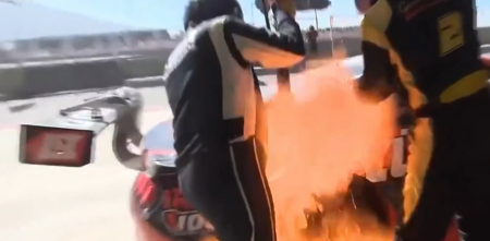 TC: ¡FUEGO! Se incendió el auto y parte del box de Lambiris en el Desafío de las Estrellas