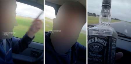 Un hombre se grabó mientras manejaba por Ruta 2 tomando whisky, al grito de "si nos matamos, nos matamos"