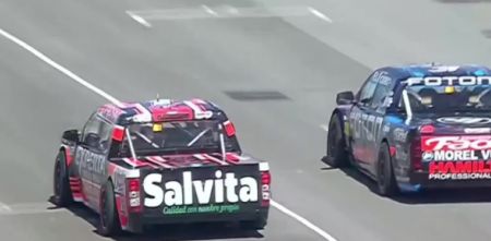 Así fue la largada entre Werner y Canapino en la primera serie del TC Pick Up en Balcarce
