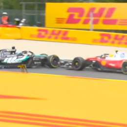 F1: ¡Atención! El toque entre Russell y Hamilton en el arranque del GP de Bélgica