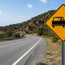 Cuál es el significado de la señal de tránsito amarilla con un auto negro en el medio