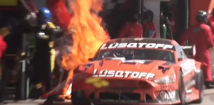 TC: cámara exclusiva: así se vio el incendio en el Mustang de Lambiris en el Desafío de las Estrellas