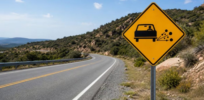 Cuál es el significado de la señal de tránsito amarilla con un auto negro en el medio