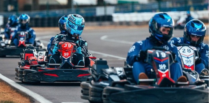George Russell compartió una jornada de karting con 170 empleados de Mercedes en Silverstone
