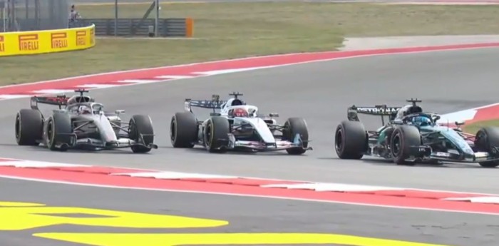El insólito momento entre Russell, Hulkenberg y Ocon durante la FP3 del GP de Estados Unidos